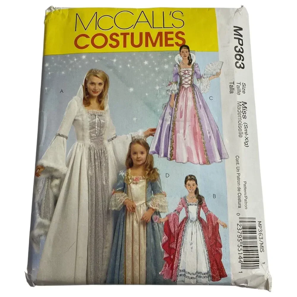 McCall's Adult Princess Costume MP363 Size 8 10 12 14 16 18 20 22 UNCUT Cosplay